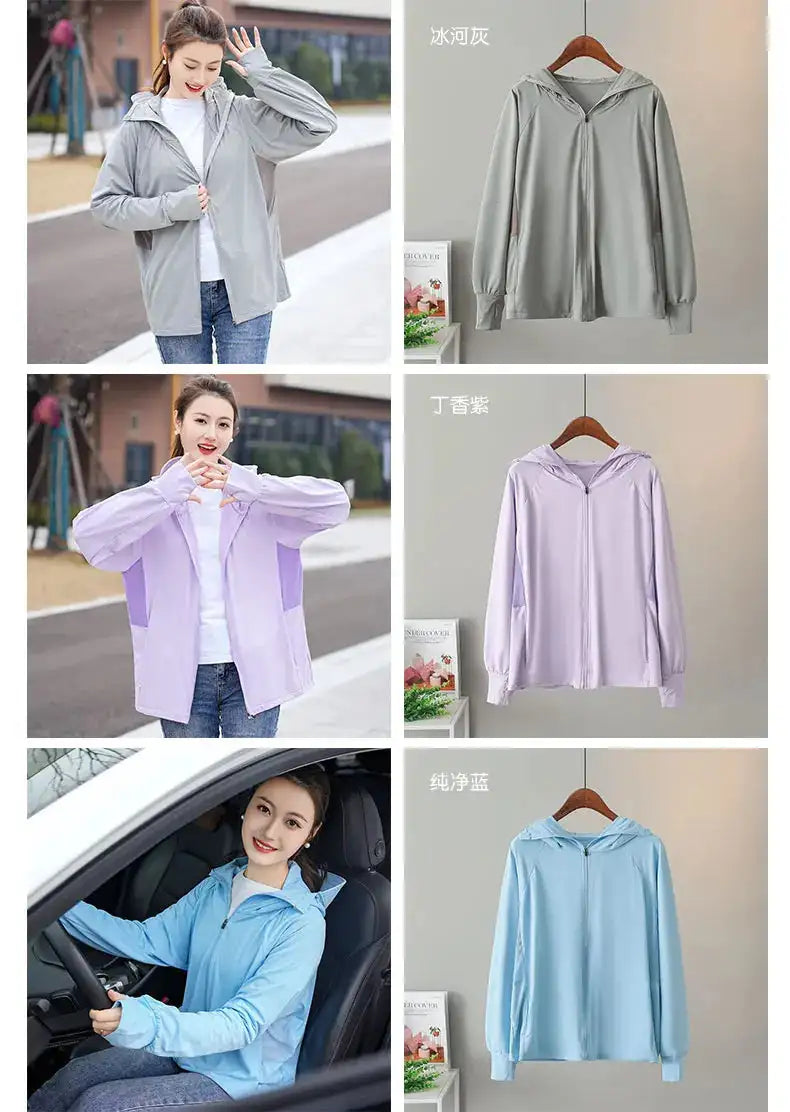 Ice Silk Sun UPF 50+ UV Protection Jacket Big Brim Thin Ice Silk Sun Protection Jackets UV Protection Hooded Windbreaker 4XL 5XL