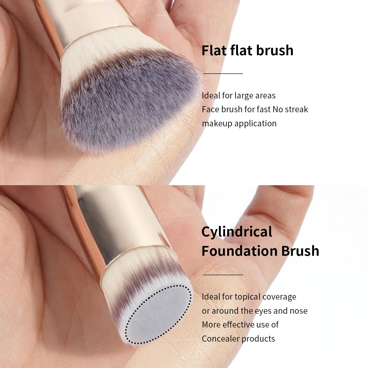 MAANGE 2PCS Foundation Brush Set for Liquid Cream Powder Contour Buffing Blending Concealer Face Brush Cosmetic Makeup Tools