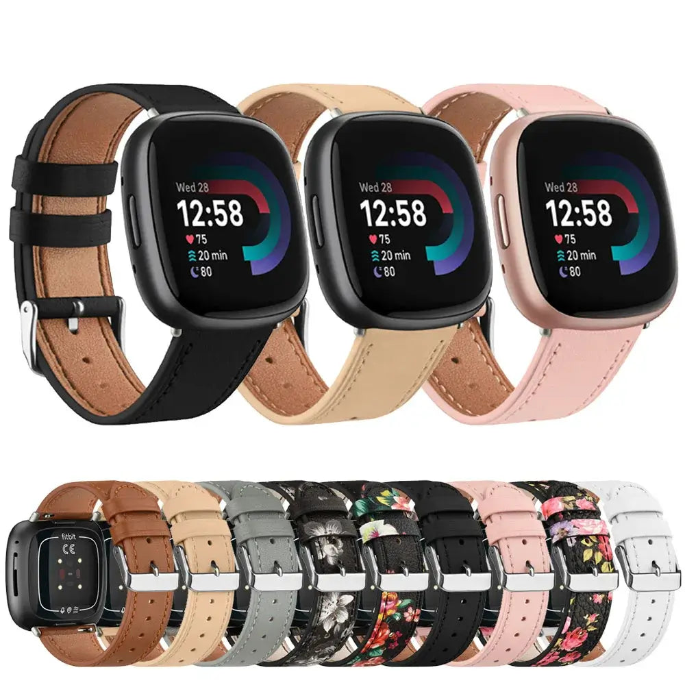 Fitbit Versa & Sense Leather Band - Premium Classic Design - SJB-DIAMOND ELITES
