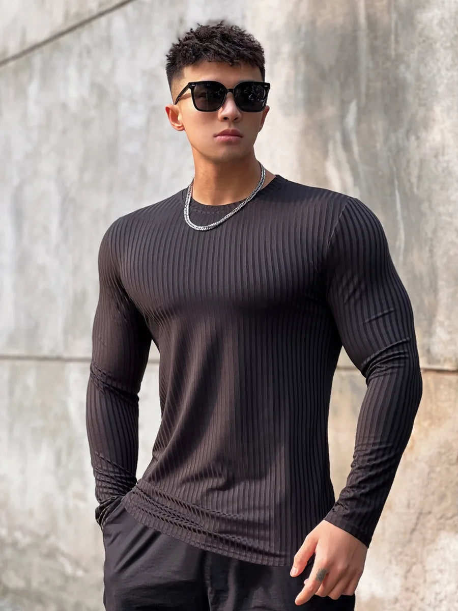 FitFlex Men's Long Sleeve Sports Tee THRIXINE