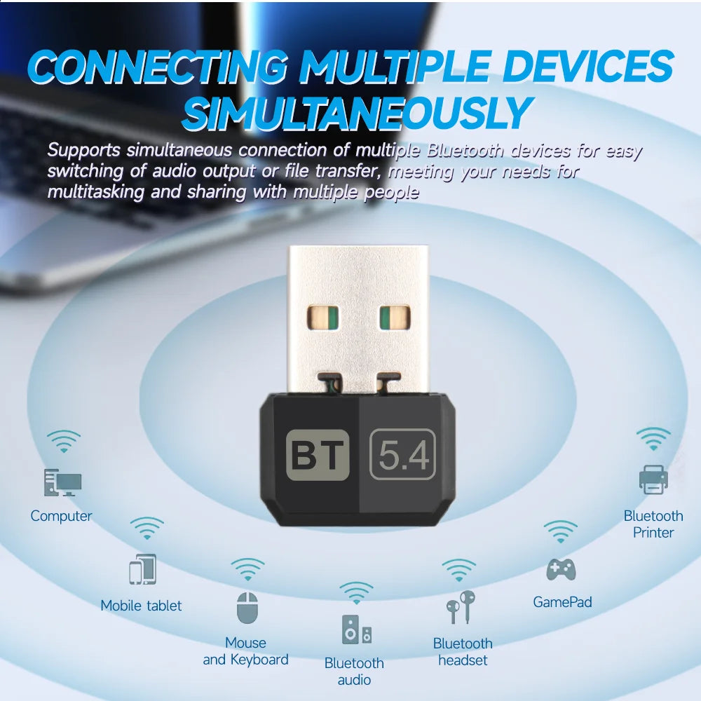 USB Bluetooth 5.4 5.3 Dongle Adapter for PC Speaker Wireless Mouse Keyboard Music Audio Receiver Transmitter Drive free Lootquake LLC