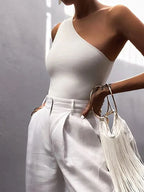 Women Sports Tank Tops Sexy Crop Tops One Shoulder