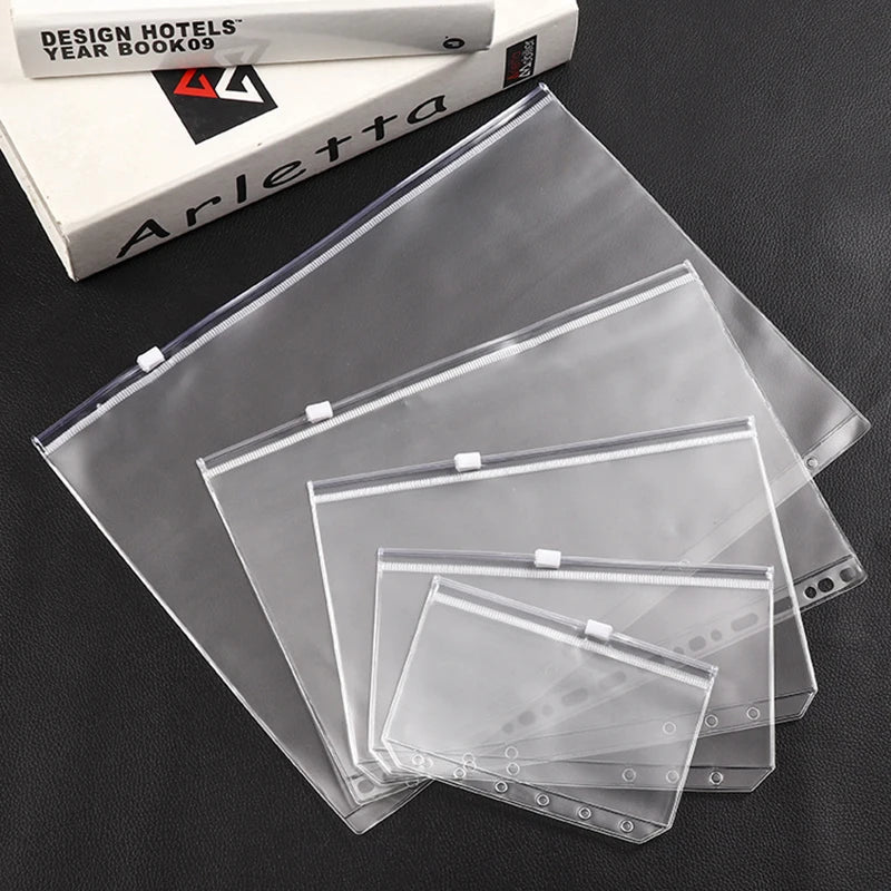 5pcs Transparent Zipper PVC Storage Bag Antioxidant Matte A5/A6 Cash Envelope Information Storage Folder School Office Supplies Lootquake LLC