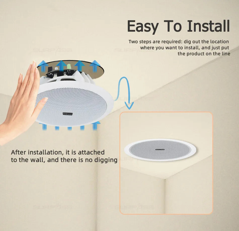Built-in Class-D Amplifier Full Range Bluetooth-compatible Ceiling Speaker Horn For Home Theater Background Music Good Quality Lootquake LLC
