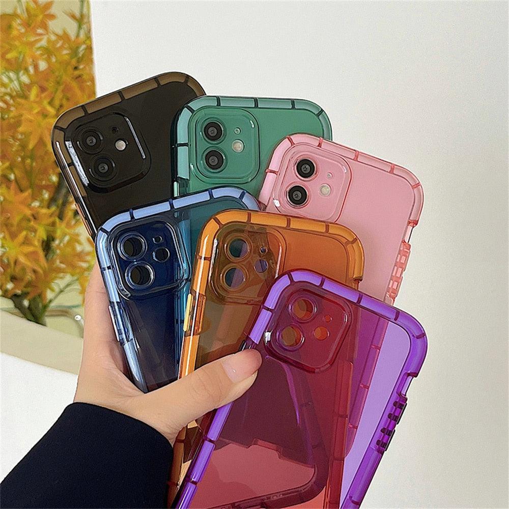 Luminous Shockproof Bumper Phone Case For iPhone 11 14 Pro Max 12 11 13 Pro Max X XR XS Max Transparent Back Cover  Full Bumper Case Strong Classic Phone Case Stevvex