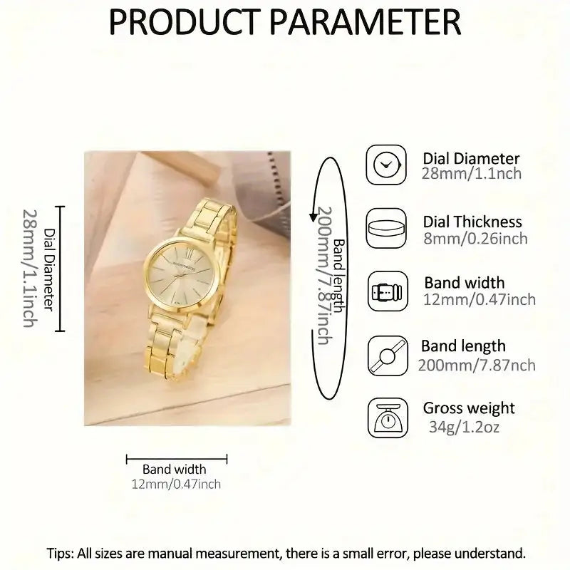 2pcs Set Watch Luxury Women Simple Dial Hollow Strap Fashion Gold Bracelet Quartz Wristwatch Student Ladies Watches Reloj Mujer