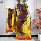2024 Latest Muslim Sets Women Clothing Cotton Floral Loose Dashiki Long Dress African Abaya Dubai Traditional Islamic Clothing