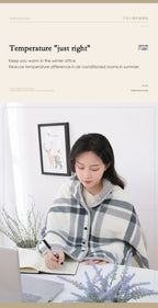 Thick Plaid Blanket Warm Winter Wearable Blanket Adults Office Travel Soft Fleece Throw Blankets With Button Home Shawl Lootquake LLC