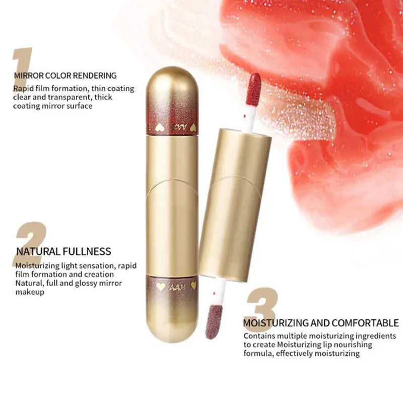 1pcs Double-head lip gloss lipstick, hydrating and moisturizing, foldable, sparkling mirror-like, nourishing lip gloss Lootquake LLC