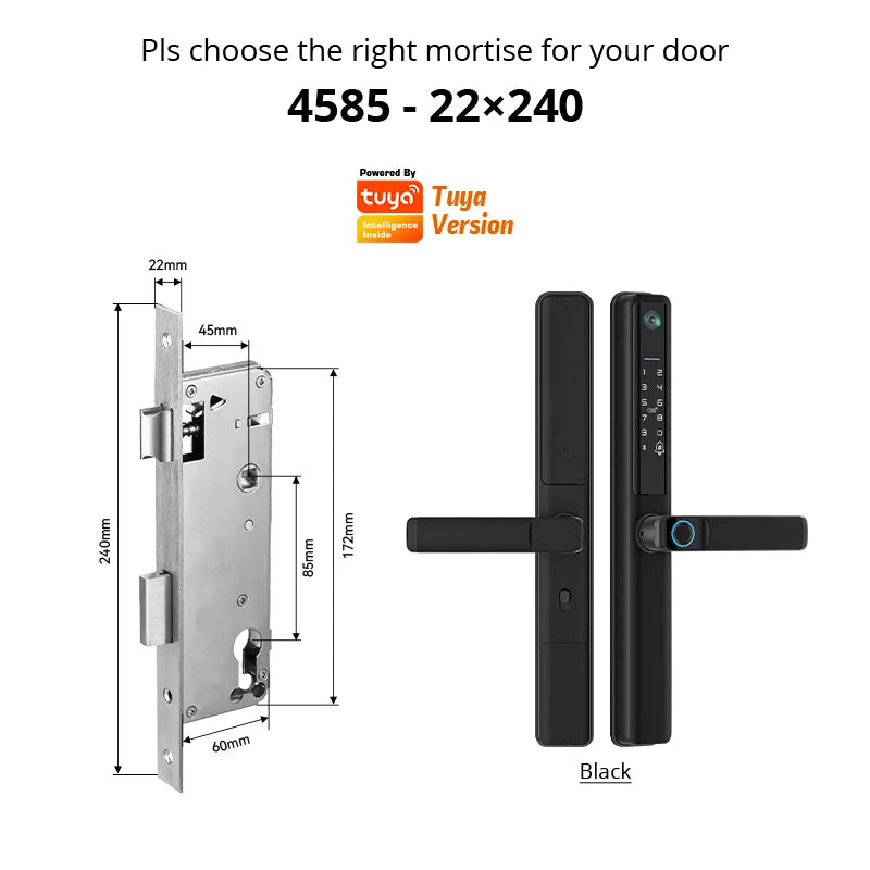 Waterproof Camera Outdoor Fingerprint TUYA WIFI APP RFID Card Code Keyless Smart Electronic Door Lock Aluminum/Glass Sliding