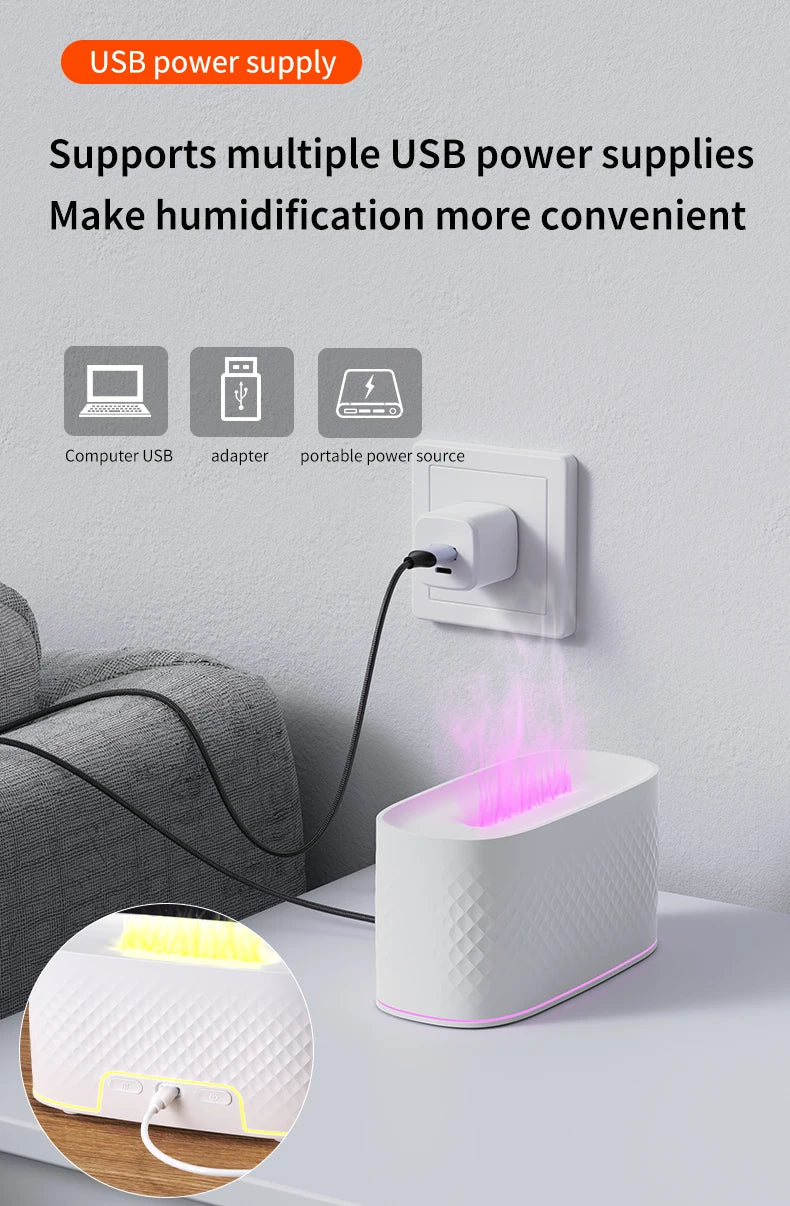Colorful Simulation Flame Aroma Diffuser Home Hotel Desktop USB Air Humidifier Lootquake LLC