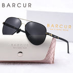 BARCUR Oversize Polarized Sunglasses for Women Trendy Double Beam Design Metal Elliptical Frame with UV400 Protection Fashionable Sun Glasses for Summer Outdoor & Daily Wear Stevvex