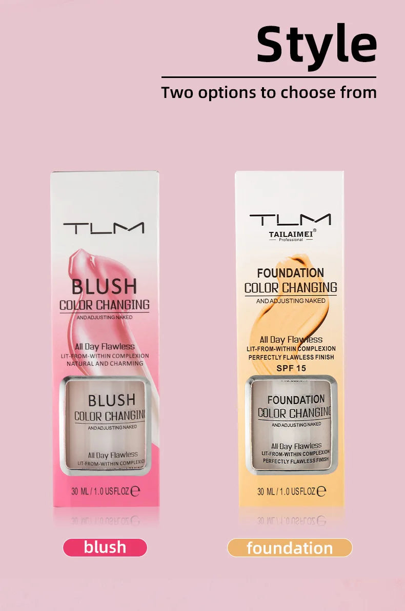 TLM Foundation Color Changing Mike Makeup For Full Coverage Blush Cream Brightening Moisturizing Longlasting Non-flading Makeup Lootquake LLC