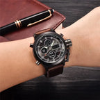 1pc / lot Men Genuine XINEW Brand Designer Watches Students Fashion Leather Band Alarm Stopwatch Electronic Watch Montre Homme