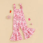 FOCUSNORM 0-4Y Lovely Little Girls Easter Rompers Pants 3 Style Sleeveless Floral Rabbit Print Jumpsuit Suspender Pants