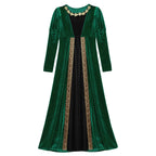 Girls Velvet Medieval Princess Dress Long Sleeve Renaissance Retro Robe Ancient Roman Long Dress for Halloween Carnival Party