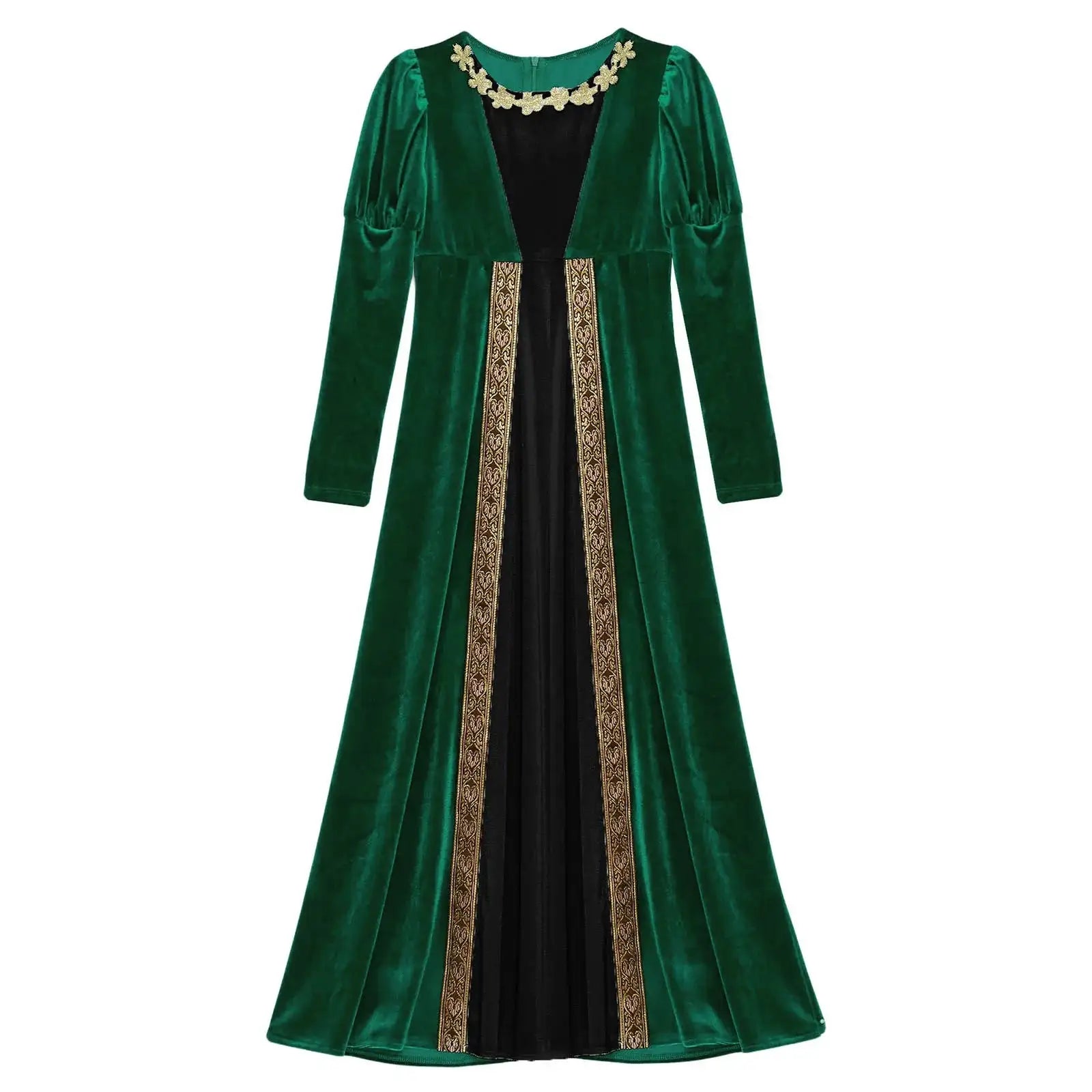 Girls Velvet Medieval Princess Dress Long Sleeve Renaissance Retro Robe Ancient Roman Long Dress for Halloween Carnival Party