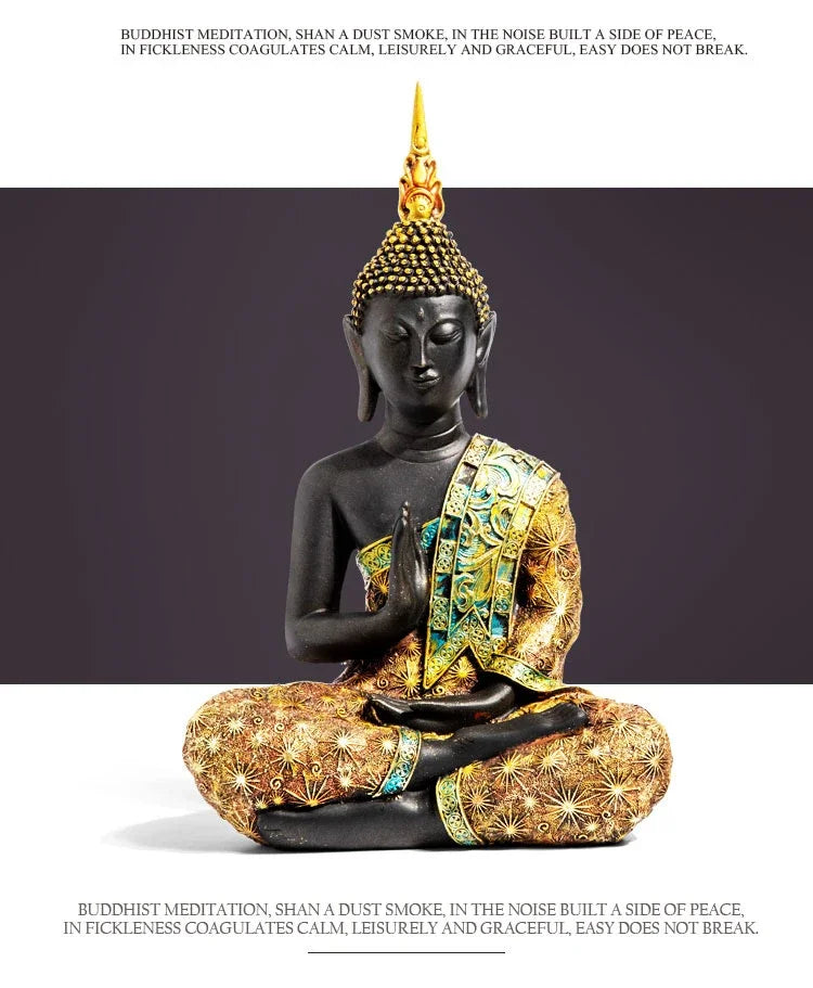 Large Buddha Statue Thailand Buda Buddha Sculpture Green Resin Handmade Buddhism Hindu Fengshui Figurine Meditation Home Decor Lootquake LLC