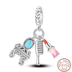 S925 Sterling Silver Princess Golf Hamster Camera Travel Three Piece Set Charms Beads 3mm DIY Fine Jewelry Making Lootquake LLC