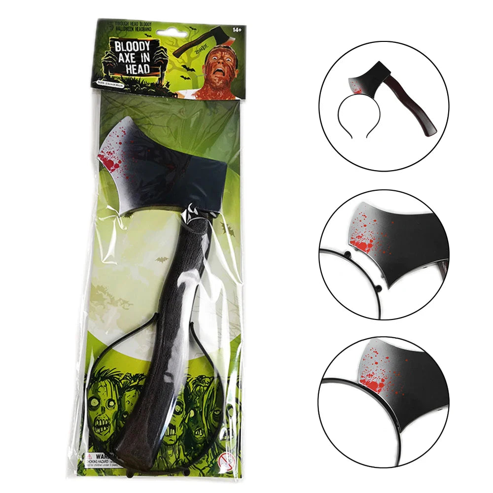 Halloween Decor Accessories Hair Hoop Horror Blood Fake Ax Saws Knife Gothic Headband Halloween Party Masquerade Cosplay Prop Lootquake LLC