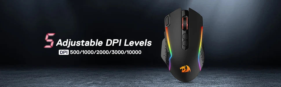 Redragon M810 Pro Wireless Gaming Mouse, 10000 DPI Wired Gamer Mouse w/ Rapid Fire Key, 8 Macro Buttons, Black/White Mouse Lootquake LLC