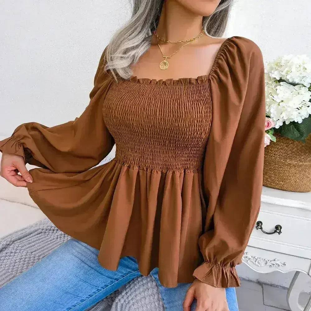 Loose Fit Chiffon Blouse - Elegant Polyester Top | Femstylo - SJB-DIAMOND ELITES