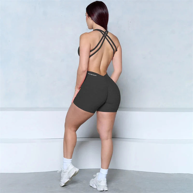 V-Back Scrunch Romper One Piece