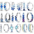 Original 925 Sterling Silver Blue Zirconium Butterfly Earrings Colored Hoop Earring Women Female Party Fine Earring Jewelry Gift