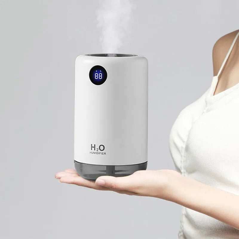 Home Table Wireless Ultrasonic Air Humidifier, Portable Mini Aroma Water Mist Diffuser, Battery Life Show, 500ml, 2000mAh Lootquake LLC