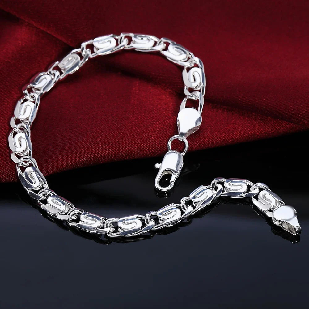 Fashion charm 925 Sterling Silver Bracelet for man woman Twisted rope chain fine jewelry Wedding party Christmas gift Lootquake LLC