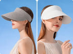 Spring and Summer Women's Outdoor Sunshade  Straw Hat Fashion Empty Top  Duck Tongue Hat Big Brim Cap G37