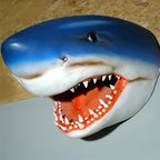 Creative White Shark Garden Art Statue Resin Lifelike White Shark Head Crocodile Sculpture Wall Hanging Home Yard Garden Decor