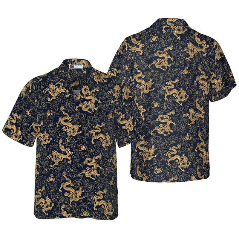All Over Print Flame Dragon Pattern Hawaiian Shirts For Men Summer Short Sleeve Button Up Beach Shirts Blouse Mens Streetwear Lootquake LLC