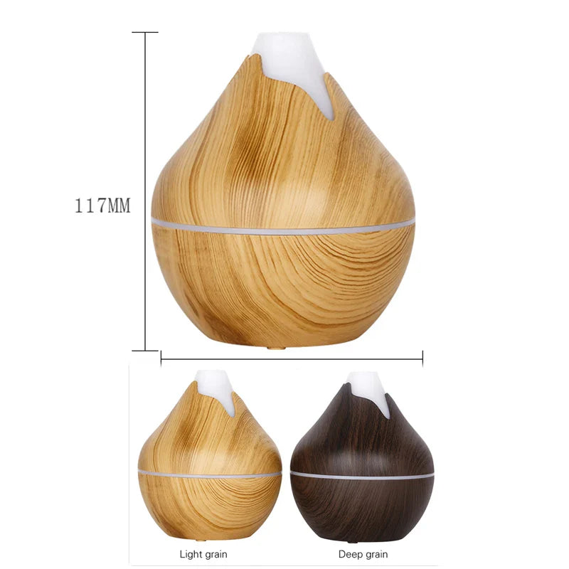 350ML USB aroma oil diffuser wood electric humidifier ultrasonic air humidifier mini aromatherapy LED light mist maker for home Lootquake LLC