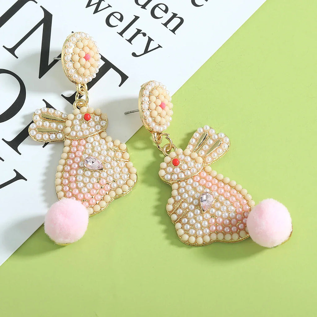 Best Lady Easter Earrings Alloy Pearls Rabbit Egg Shells Chicken Letters Tassels Various Options For You To Match Lootquake LLC