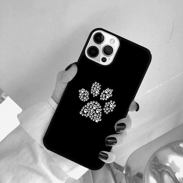 Dog Foot Print Colorful Pattern Phone Case For Iphone 14 Se 2020 Xr Xs 11 12 13 Mini Pro Max 6 7 8 Plus  Ultra Designer Printed Hard Back Case Stevvex