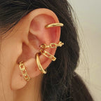 LATS Gold Color Leaves Ear Cuffs, Black Non-Piercing Ear Clip Earrings for Women & Men Lootquake LLC