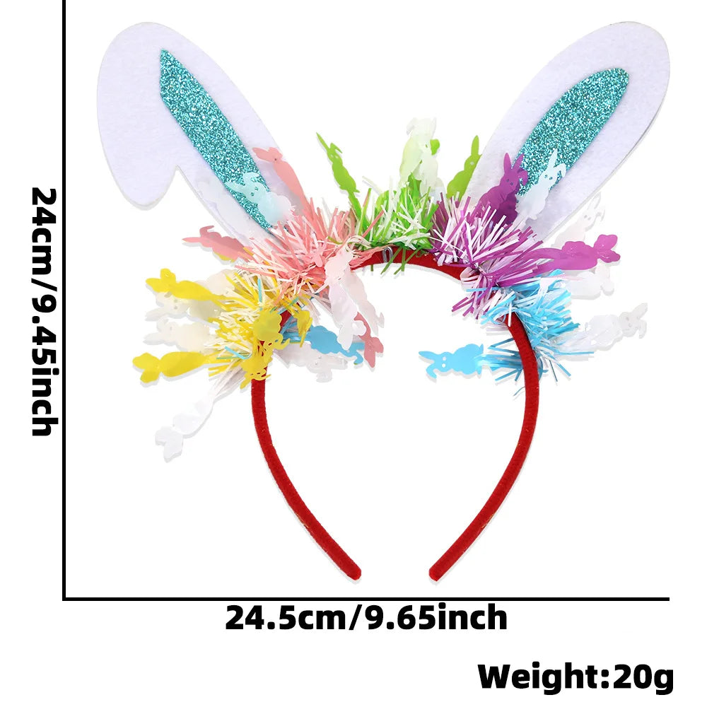 Easter Rabbit Headband with Colorful Egg Strip And Button Holiday Party Accessory Egg Chick Headdress for Easter Celebrations Lootquake LLC