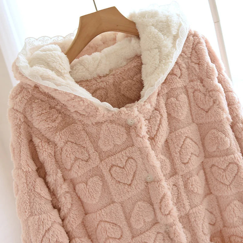 Autumn Winter Sleepwear For Sleeping Warm Hooded Robe Women Pajamas Bathrobe Woman Clothing Pijama Mujer Flannel Pyjama New Hot Lootquake LLC