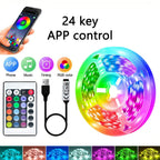 RGB LED Strip Light 1-40m with Music Sync, 44-Key Remote & APP Control, 5V USB Flexible Tape for Home TV Backlight Decor