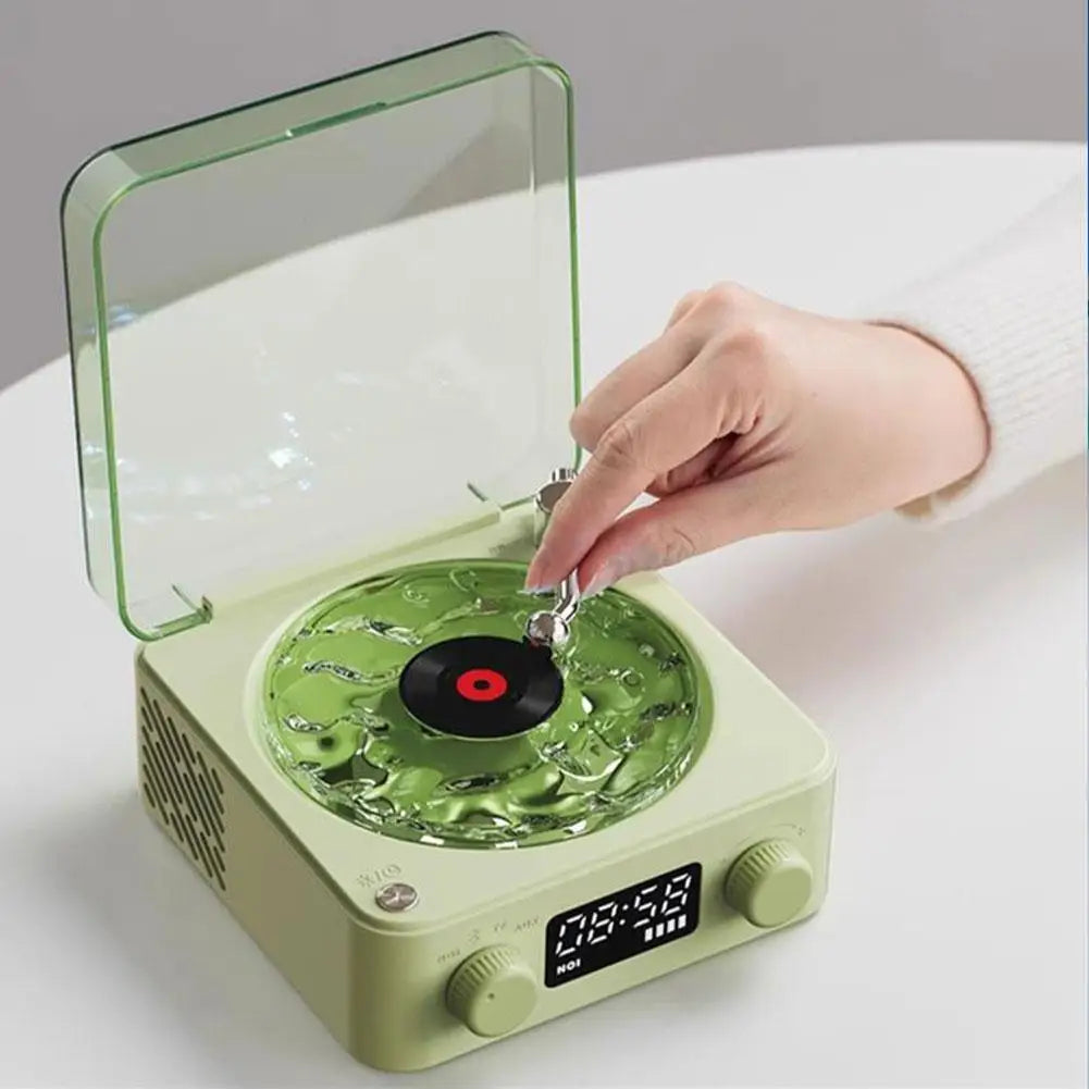 Turntable Bluetooth Speaker With LED Ocean Clock,Hi-Fi Mood Light Audio System For Home Decor & Birthday Gifts Lootquake LLC