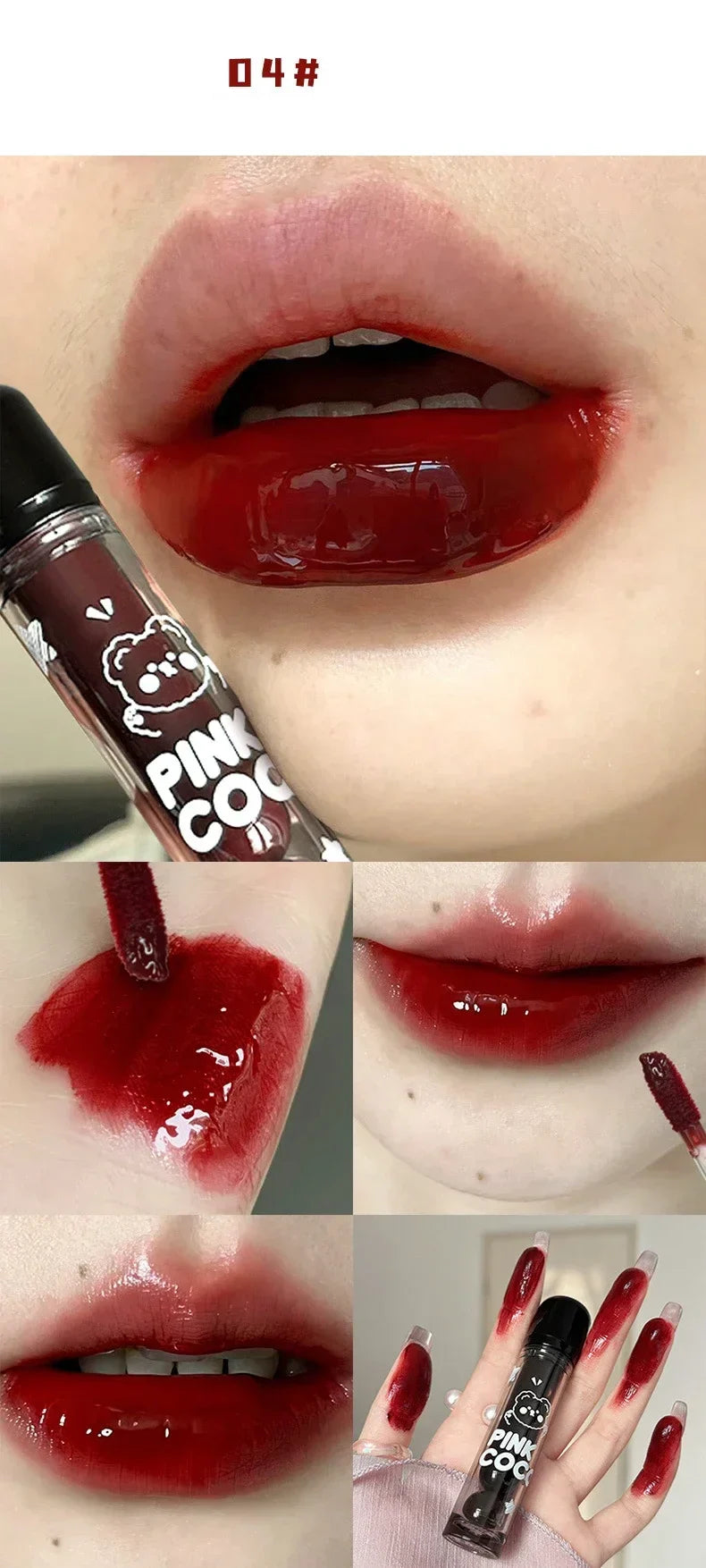 Dark Red Brown Mirror Lip Glaze Water Light Moisturizing Non-stick Cup Highly Pigmented Red Liquid Lipstick Lips Makeup Cosmetic Lootquake LLC