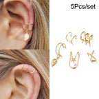 LATS Gold Color Leaves Ear Cuffs, Black Non-Piercing Ear Clip Earrings for Women & Men Lootquake LLC
