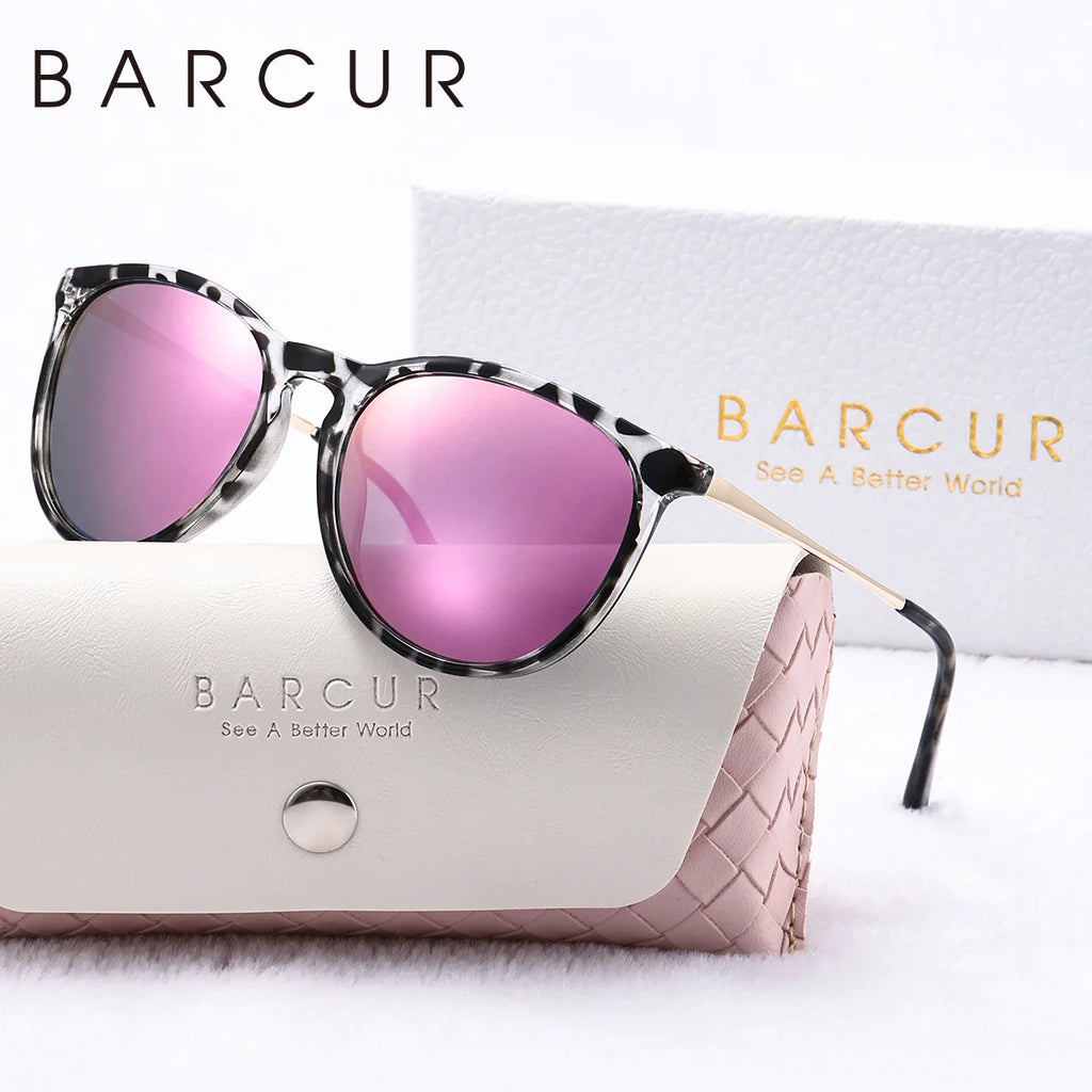 BARCUR Sunglasses Women’s Leopard Print Two-Tone Cat Eye Fashion Glasses – Trendy Polarized UV400 Gradient TAC Lenses for Summer Travel & Outdoor Activities Stevvex