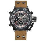 1pc / lot Men Genuine XINEW Brand Designer Watches Students Fashion Leather Band Alarm Stopwatch Electronic Watch Montre Homme