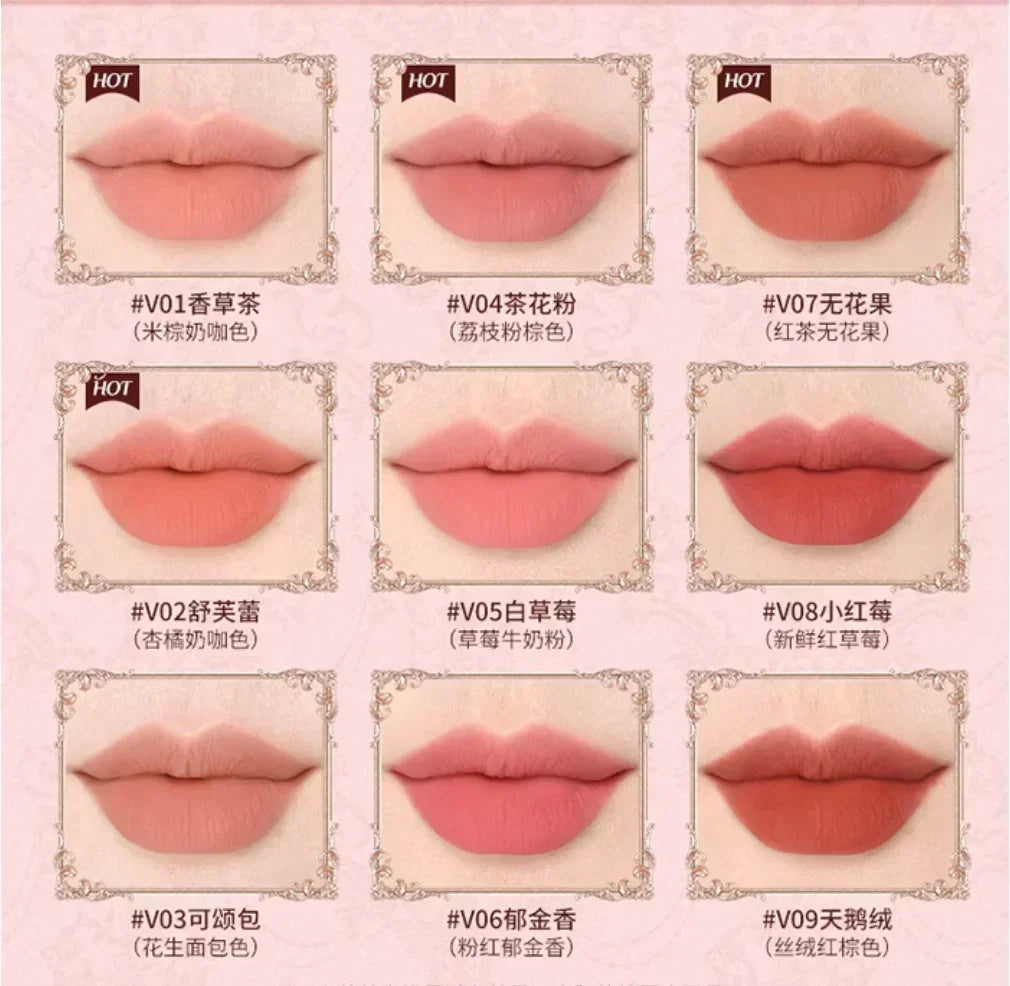 Flower Knows Strawberry Cupid Cake Lip Cream Lip Mud Matte Moisturizing Lipstick Silky Smooth Lip Makeup Professional Cosmetics