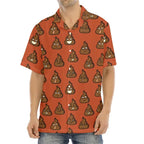 Happy Funny Poop Pattern Print Aloha Shirts For Men Summer Short Sleeve Button Down Beach Shirts Tops Mens Plus Size Blouse Lootquake LLC
