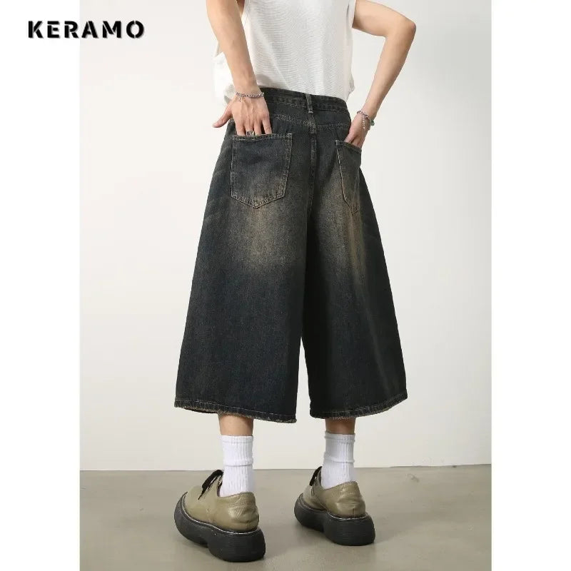 Women's Retro Wide Leg Baggy Casual Denim Shorts Harajuku Aesthetic High Waist Loose Shorts 2024 Summer Fashion Punk Shorts Lootquake LLC
