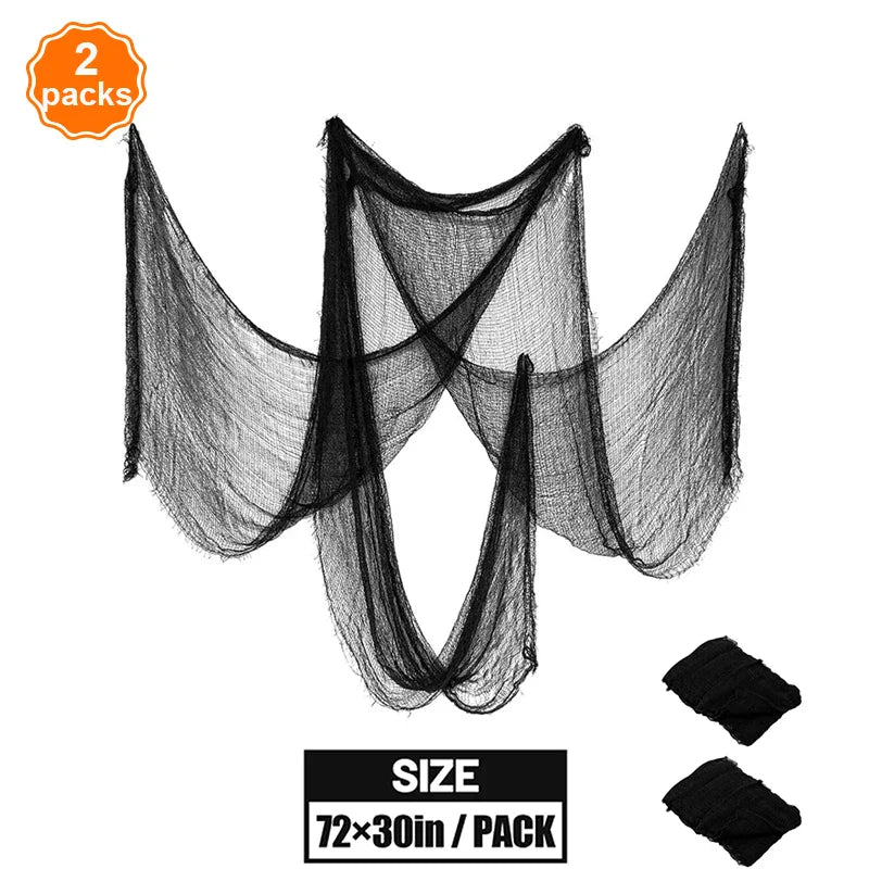 Halloween Decoration Black White Creepy Cloth Spooky Gauze Fabric Window Door Cover Scary Party Horror House Props Hallow Favors Lootquake LLC