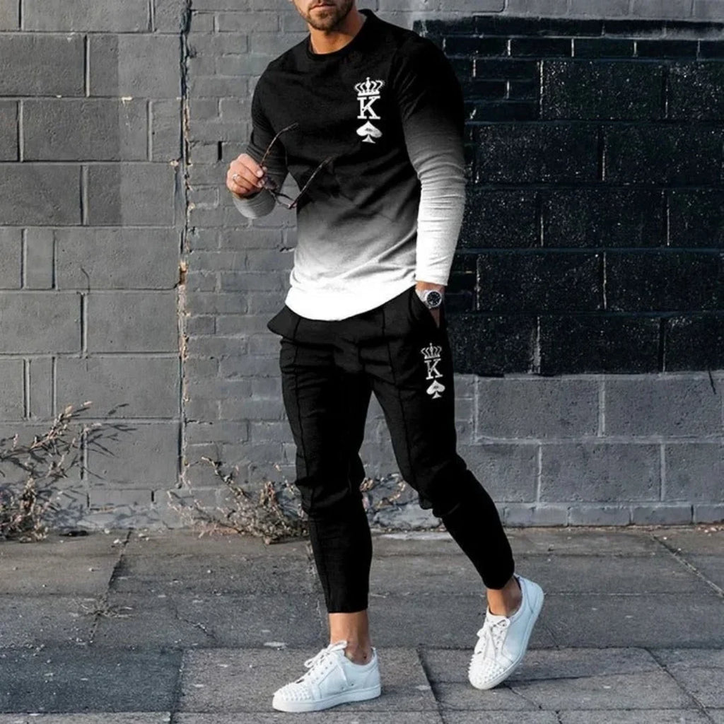 Men Long Sleeved T Shirt+Trousers Tracksuit 2 Piece - SJB-DIAMOND ELITES